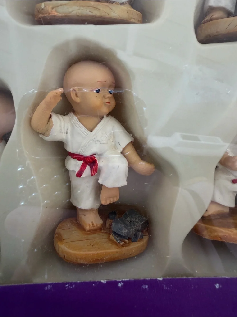 Vintage Miniature Karate Kids Figurine Set - White & Red